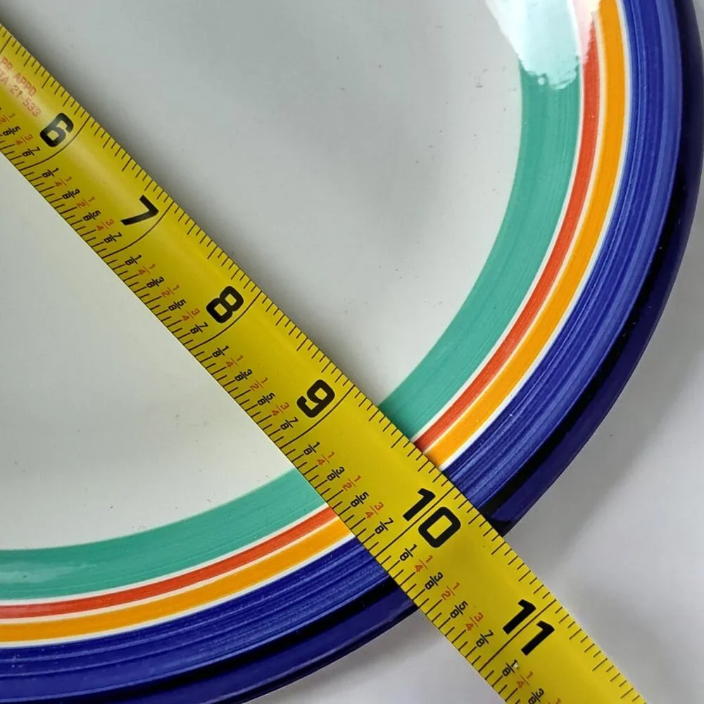 Crate & Barrel Striped Dinner Plates 10” Made In Italy Set Of 2